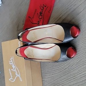 Christian Louboutin Architek Leather Slingbacks, Sz 38